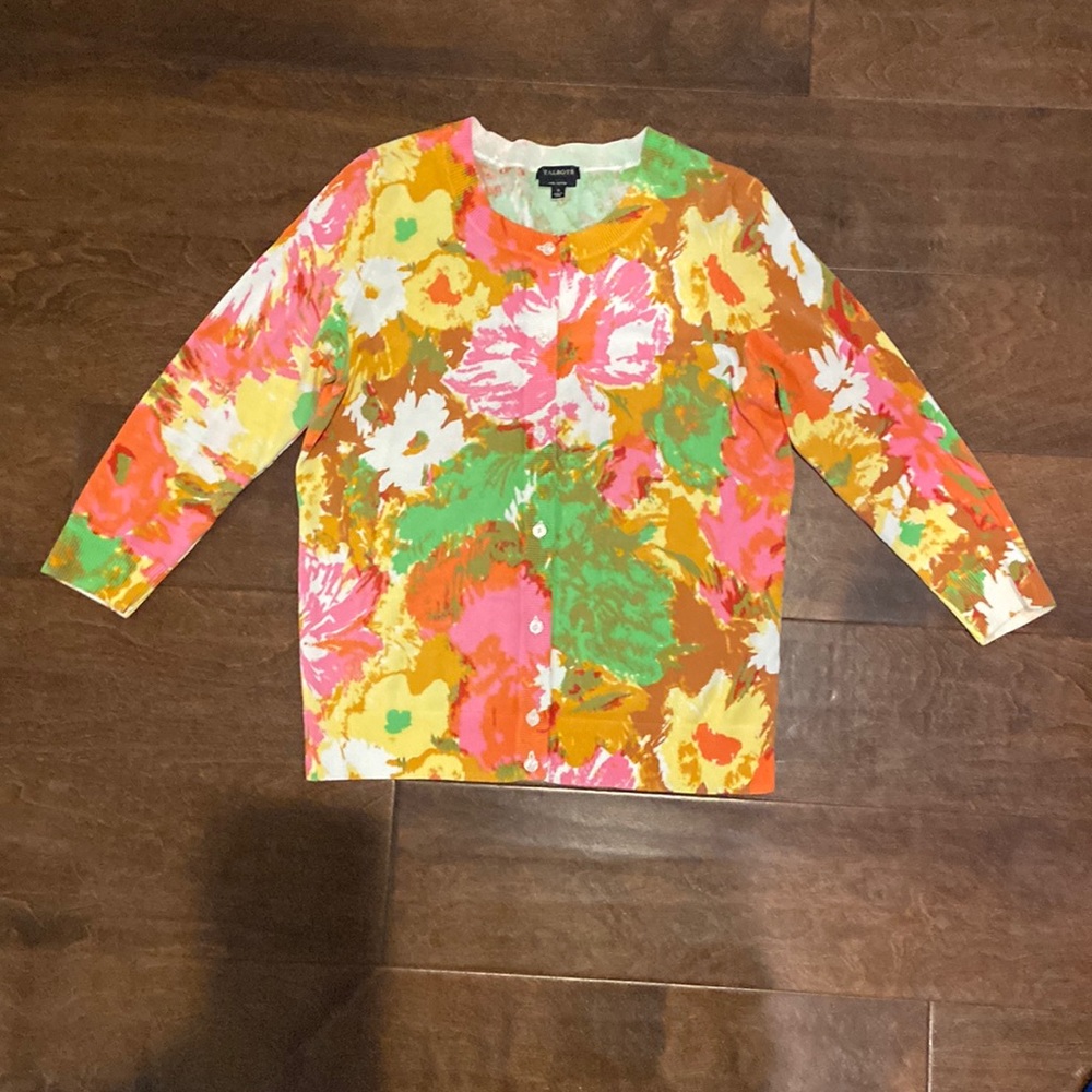 Talbots Pima Cotton 3/4 Sleeve Cardigan